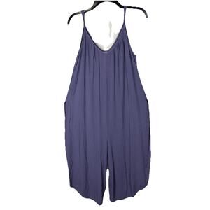 it's Romper Jumpsuit L Purple Adjustable Spaghetti Straps Wide Legs Pockets